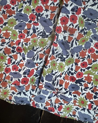 Vtg 90s MENS LIBERTY PRINT Floral Bright Cotton Longer At Back Shirt 44” Chest L - Picture 12 of 14