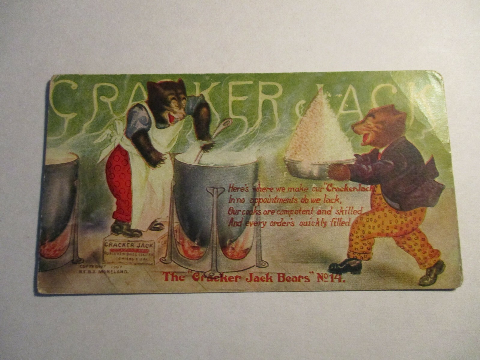 Antique 1907 Cracker Jack Prize "The Cracker Jack Bears" #14 Post Card