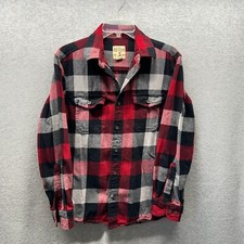 RedHead Shirt Adult Medium Black Gray Buffalo Plaid Flannel Outdoor Cotton Mens