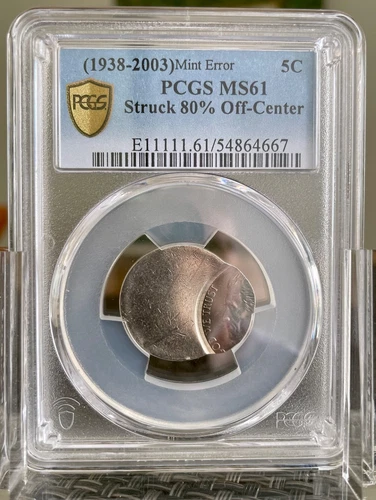 1938 - 2003 PCGS MS61 Struck 80% Off-Center Jefferson nickel Error