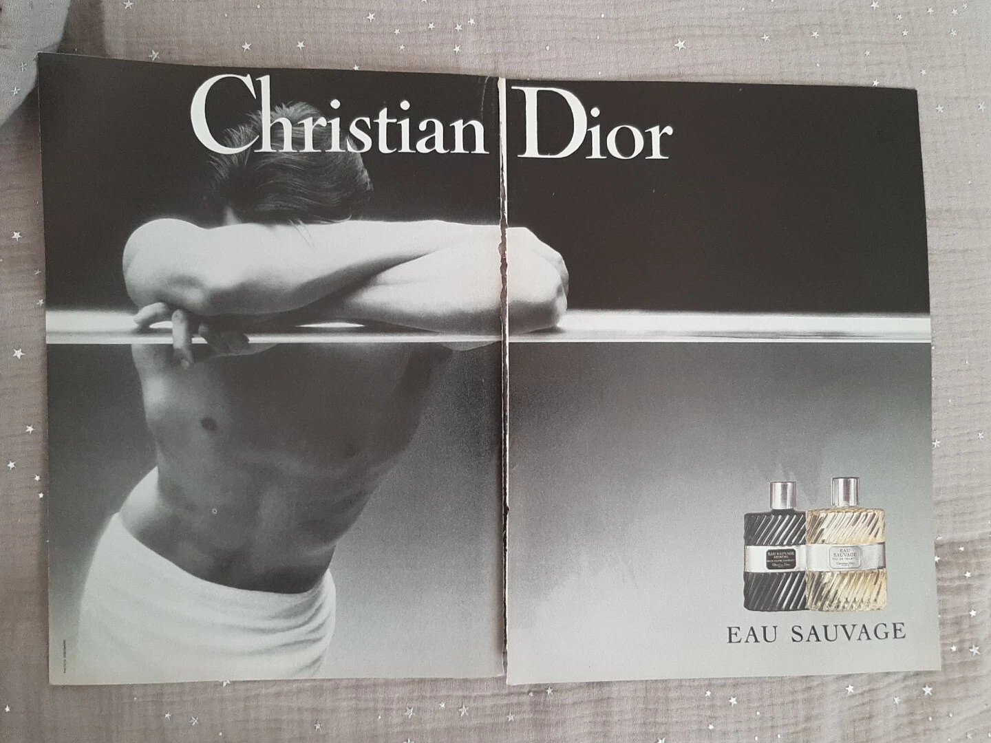Publicité papier Parfum. Perfume Ad C. Dior Eau Sauvage de 1992