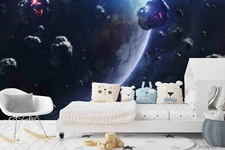 3D Asteroid Space Wallpaper Wall Mural Removable Self-adhesive Sticker8047