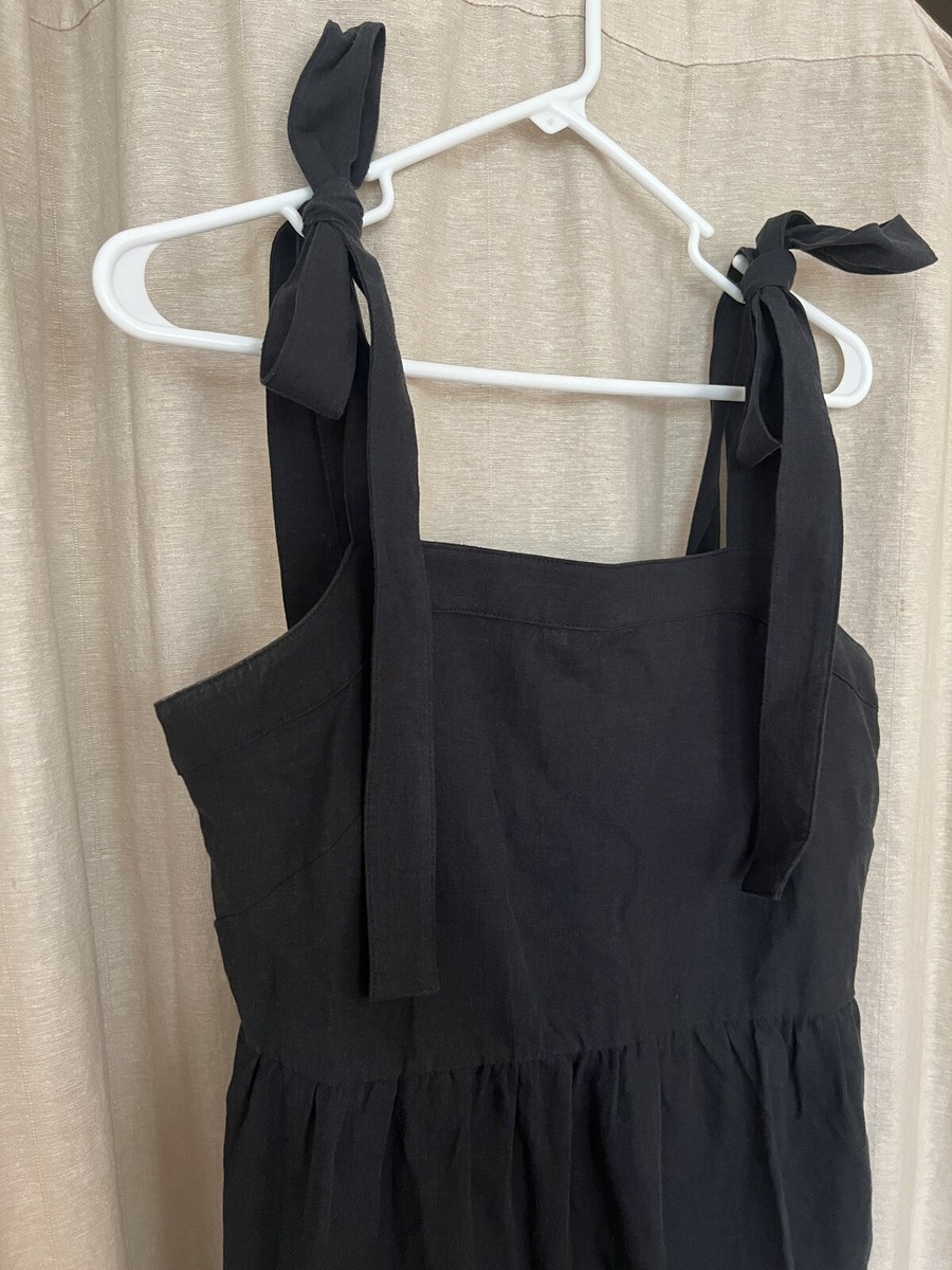 size XS Levi hemp cotton Black tie top tier dress