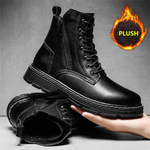 Botas Oxford informales para hombre botas de caña media con cordones y cremallera - Imagen 2 de 12