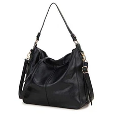 Hobo Bags for Women,VONXURY Faux Leather Tote Purse Ladies Handbag Large Black