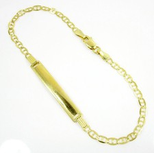 3.50 Grams 3.2mm 7" Mens 10k Yellow Gold Diamond Cut Mariner Anchor ID Bracelet