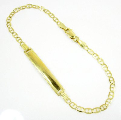 3.50 Grams 3.2mm 7'' Mens 10k Yellow Gold Diamond Cut Mariner Anchor ID Bracelet