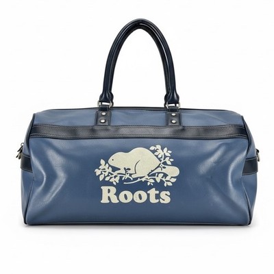 VINTAGE ROOTS CANADA XLARGE LEATHER WEEKENDER DUFFLE BAG BLUE