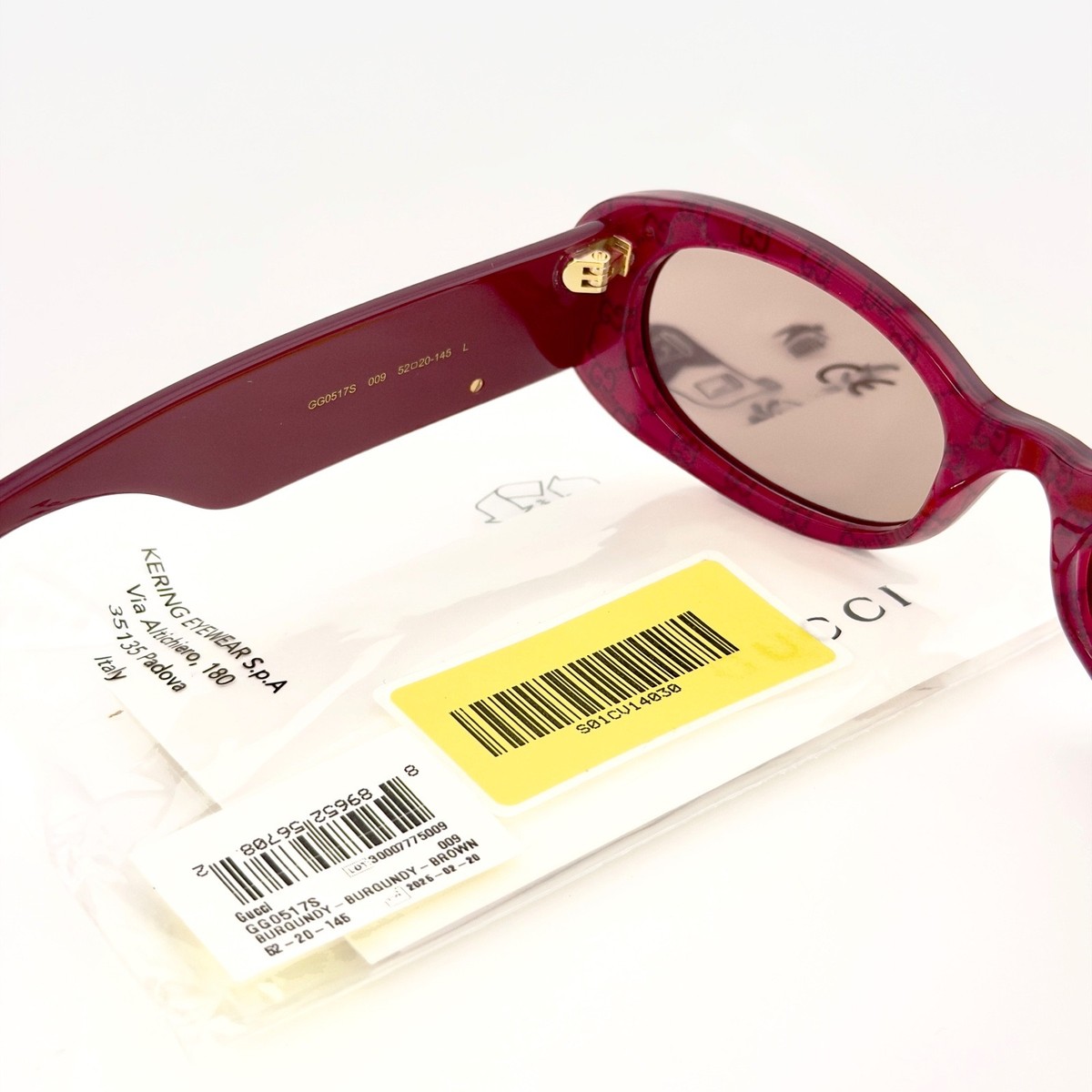 GUCCI 0517 Gg0517S Red Brown Mirrored Guccissima Oval Unisex Logo