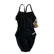 Arena Team Swimsuit Womens Size 32 Black Challenge Solid Quick Dry Sydney Eco