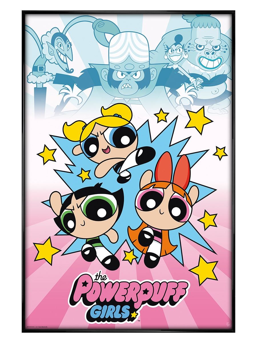 Powerpuff Girl Girls vs Villains Maxi Poster - Gloss Black Framed