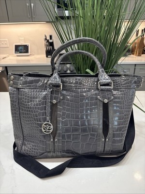 Tosca Blu Croc Embossed Diaper Bag Tote Gray   Shoulder/Crossbody Strap