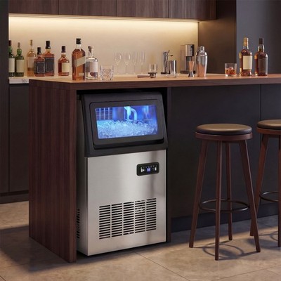 HOMCOM Kommerzielle Eiswürfelmaschine 45kg/24H selbstreinigend für Bar