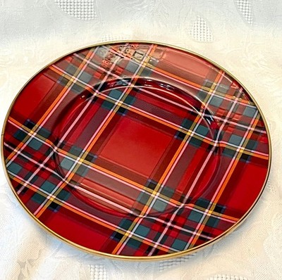 MACKENZIE CHILDS, Tartastic  Salad/ Dessert Plate, 8 In. Red Tartan, NEW
