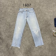 Vintage 80 USA Levi 501 Jeans Actual 28x26 Light Wash Blue Distressed