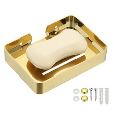 Gold 5.28"x3.78" Bar Soap Holder Dish Stainless Steel for Bathroom Kitchen