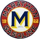 VINTAGE MARATHON GASOLINE PORCELAIN SIGN STORE GAS STATION MOTOR OIL PUMP