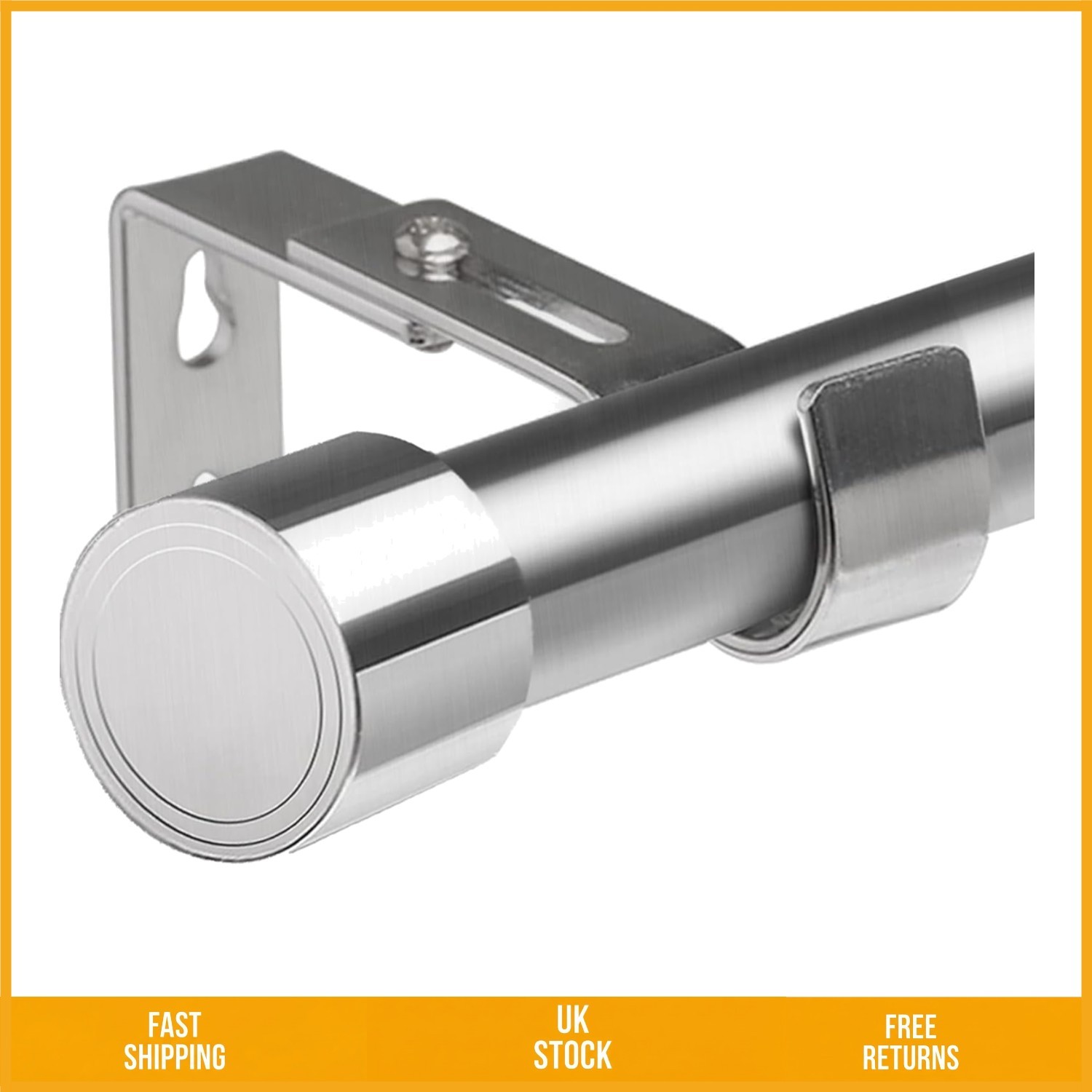 Elegant Extendable Single Door Curtain Rail Rod Pole Set 84-125cm 25mm 1 Pack