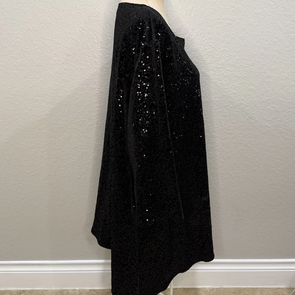 Blusa Caroline Rose Negra Lentejuelas 2X Hecha en EE. UU. Fiesta Brillante Foto 3 de 4