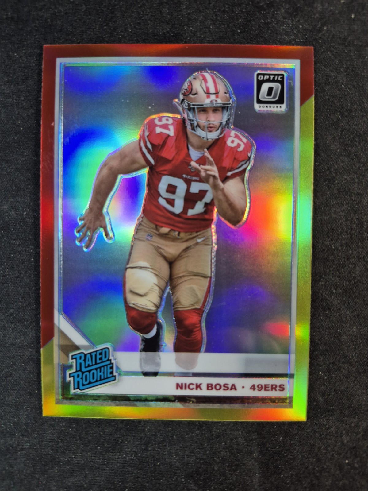 2019 Panini Donruss Optic - Rated Rookie Nick Bosa #168 Red and Yellow Prizm RC