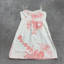 J.Crew Embroidered Pompom Trim Mini Sundress Womens 4 white Pink Floral Summer