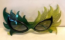 Vtg Acrylic Sunglasses Cateye Green Ombre Fantasy Textured Frames Hand Polished
