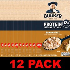 Quaker Banana Nut Oatmeal Protein Instant Oatmeal - 12.9 oz Box 12 PACK