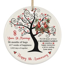 8 Years Love Story Ornament Happy 8th Anniversary Cardinal Couple Christmas Gift