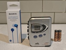 Sony Walkman WM-FX290 TV/Weather FM/AM Stereo Cassette  New Sony Earbuds  Belt