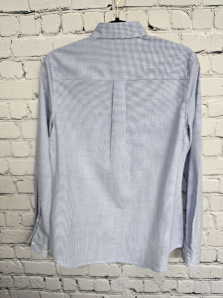 Рубашка на пуговицах Wool & Prince S синяя клетчатая 100% камвольная шерсть классическая опрятная - Изображение 2 из 4