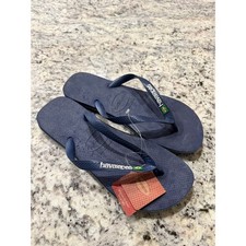 Havaianas Brasil Logo Navy Blue Flip Flops Mens 11/12 Sandals NWT 43-44