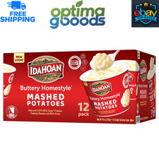 Idahoan Buttery Homestyle Mashed Potatoes Cups, 12 Pack Instant Easy Side Dish.