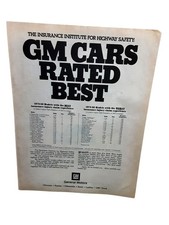1982 GM Cars Rated Best Vintage Print Ad General Motors Safety