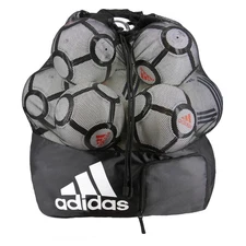 Adidas Mesh Drawstring Sports Equipment Bag Holds 15 Balls With Zipper Pocket