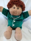 Vintage Cabbage Patch Kids 1982 Boy Doll Brown Hair/Eyes Green Velvet Outfit