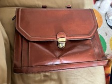 Cartella grande in cuoio vintage con scomparti chiusura a scatto