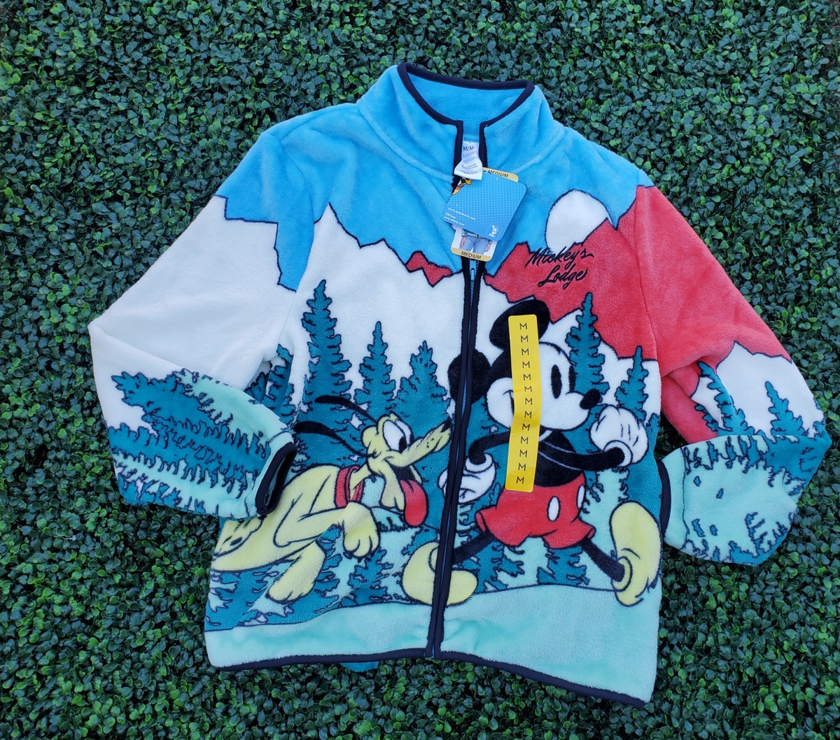 Mickey Mouse Size M Character Sherpa Scenic Jacket Zip Up with