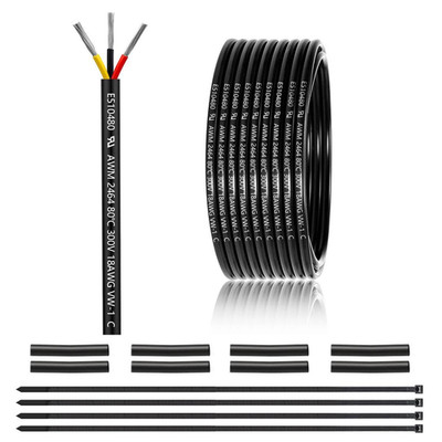 18 Gauge 3 Conductor Electrical Wire 25FT, UL 2464 18 AWG 3 Wire Cable Tinned C