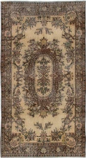 Vintage Dark Brown Traditional 3'8" x 7'0" Hand-Knotted Oriental Wool Area Rug