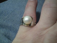 925 Sterling Silver Vintage Ladies Pearl Solitaire Ring    4.2 grams