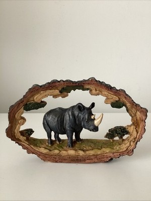 Harz Nashorn Dekor Holzoptik Szene oval