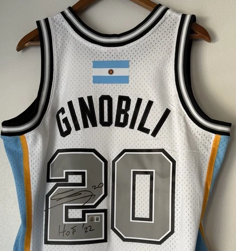 Manu Ginobili "HOF '22" Signed Spurs Mitchell & Ness NBA Finals Champ Jersey BAS