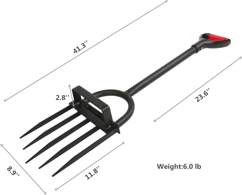 Ergonomic 5-Tine Pitch Fork with Welded Steel Blade - Gardening Essential - Image 4 of 4