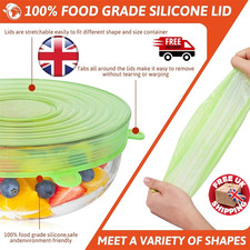 6pc Reusable Silicone Stretch Lids Food Covers Bowl Dish Seal Fresh Keeper