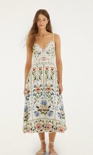 NWT Farm Rio Off-White Stitched Garden Midi Dress $298 Size M