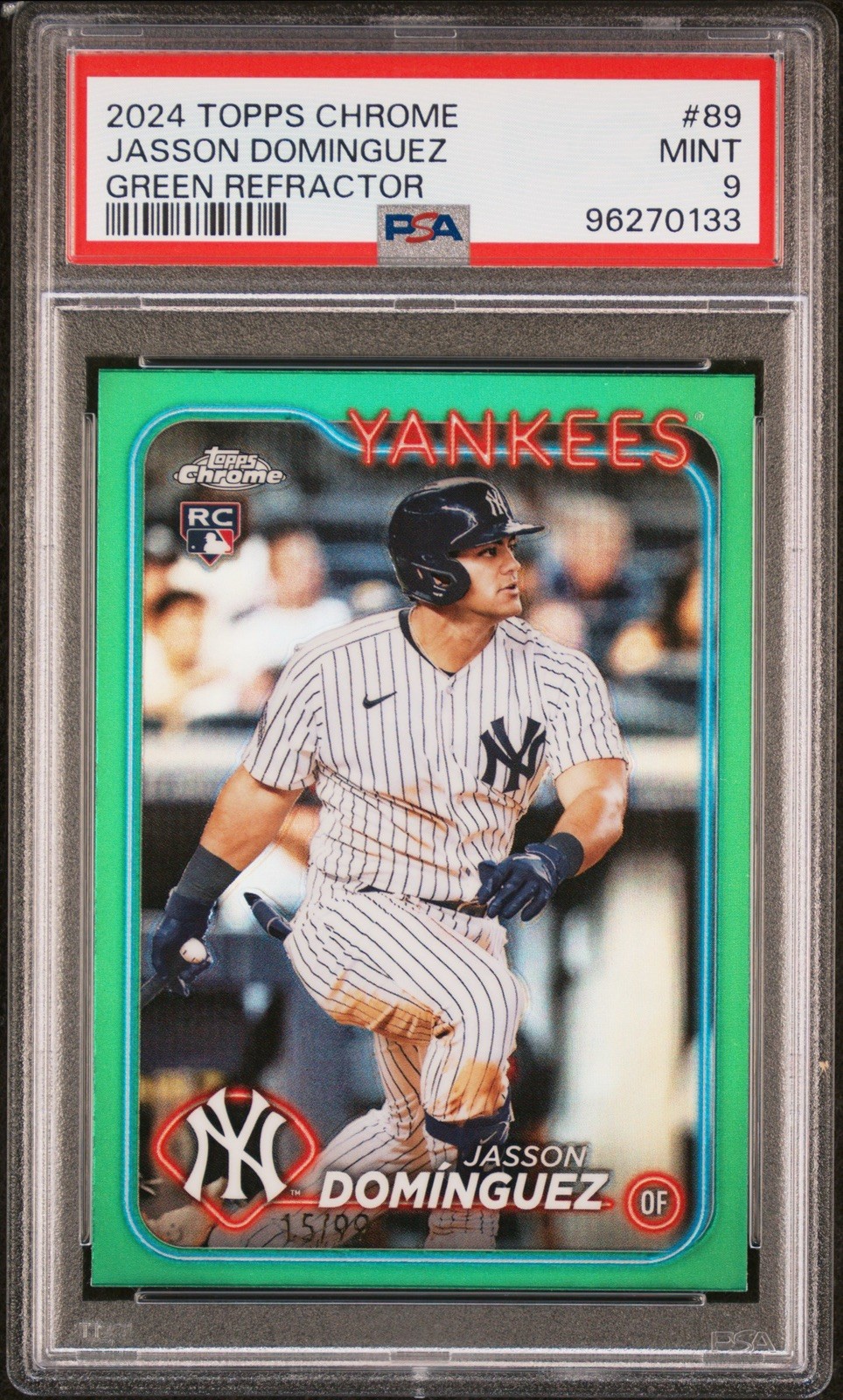 2024 Topps Chrome Jasson Dominguez Green /99! PSA 9 Yankees! #89