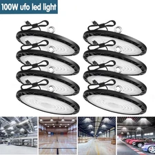 8 Pack UFO Led High Bay Light 100W Warehouse Factory Commercial Industrial Light