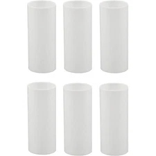 White Plastic Medium Base Chandelier Socket Candle Covers, 3 Inch Tall | 6 Pa