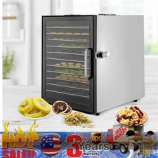 Commercial Food Dehydrator 12 Tray Stainless Steel Fruit Meat Jerky Dryer Timer