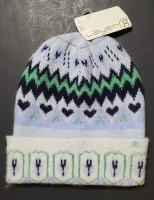 NWT $28 Layer 8 Fair Isle Knit Beanie One Size Fits Most